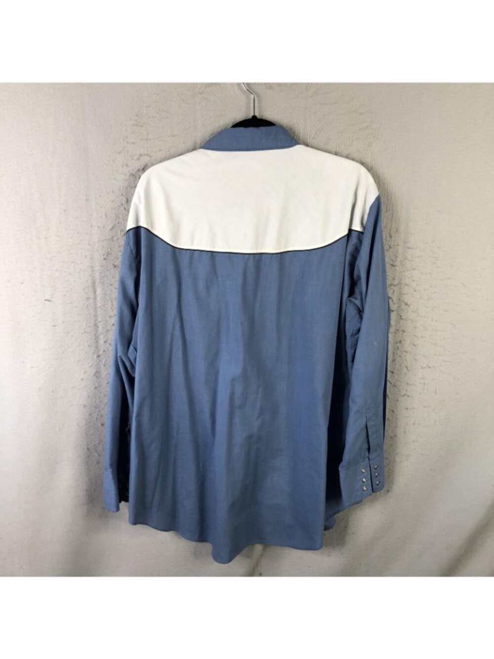 Western Shirt Mens XL Chambray Embroidered Snap Cowboy Ranch Rodeo Scrolls Thin - Picture 3 of 15